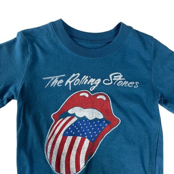 The Rolling Stones Tshirt Tee Boys Size 3T Blue America Flag Tongue - Picture 3 of 6